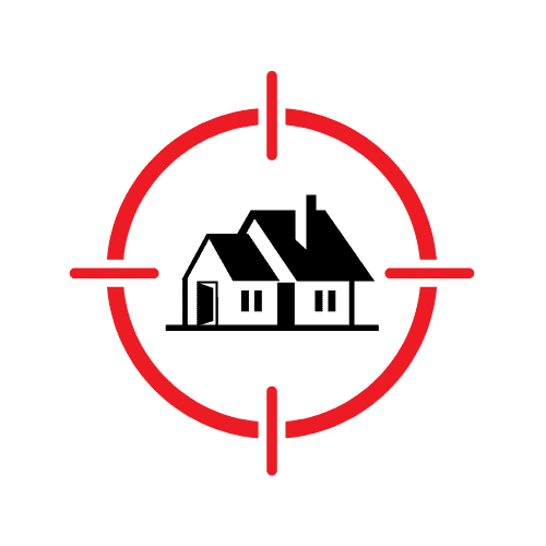 The red crosshair symbol on a white background, resembling a circle with intersecting lines, serves as an emblem for precision in pest control Suffolk County NY.